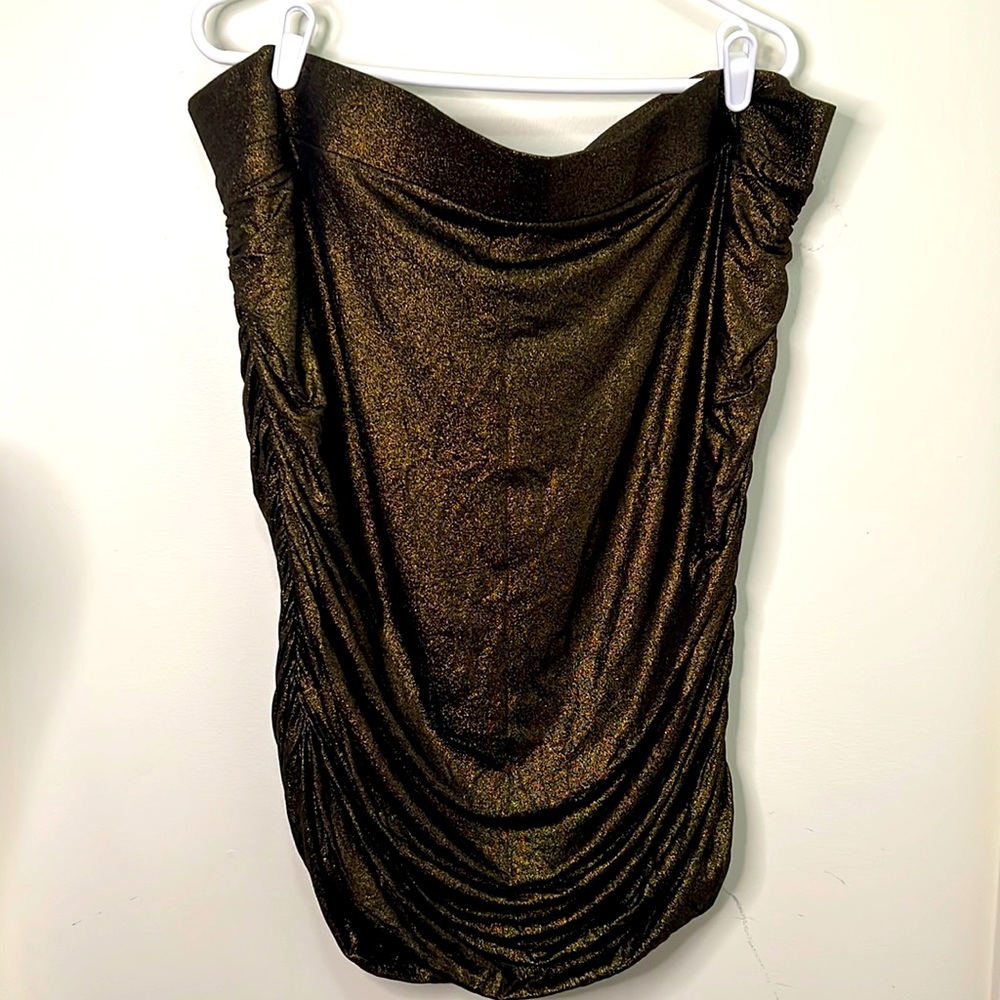 Torrid Gold Shine Shirred Bandage Mini Skirt Size 4 - Picture 5 of 12